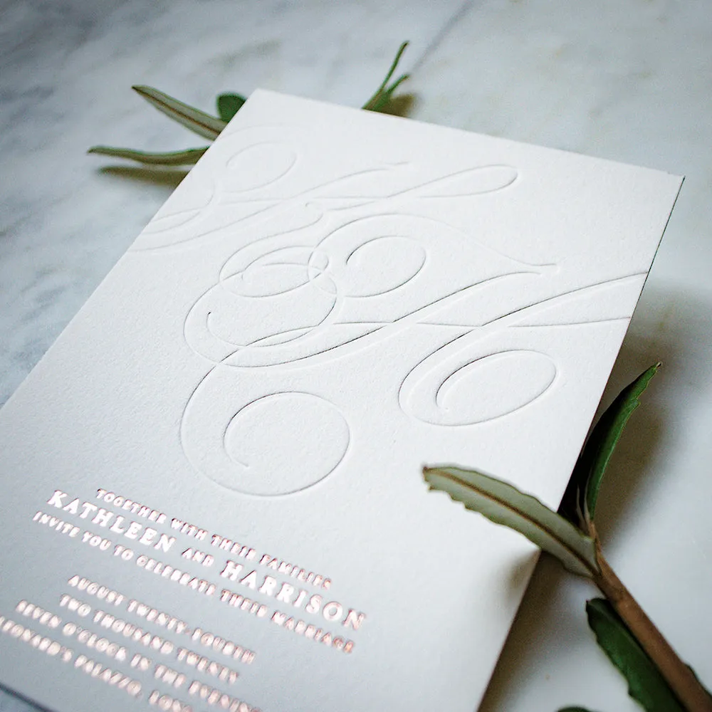 Oversize Initials Letterpress & Foil Wedding Invitations