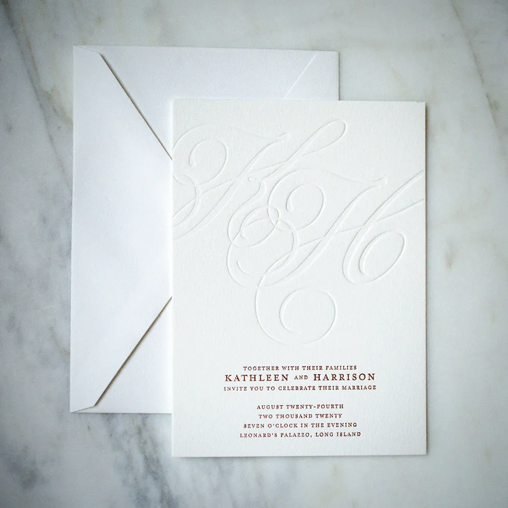 Oversize Initials Letterpress & Foil Wedding Invitations