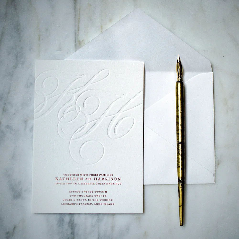 Oversize Initials Letterpress & Foil Wedding Invitations