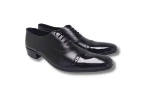 Oxford Black Genuine Leather Shoes Cap Toe