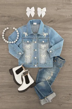 Pearl Bow Denim Jacket