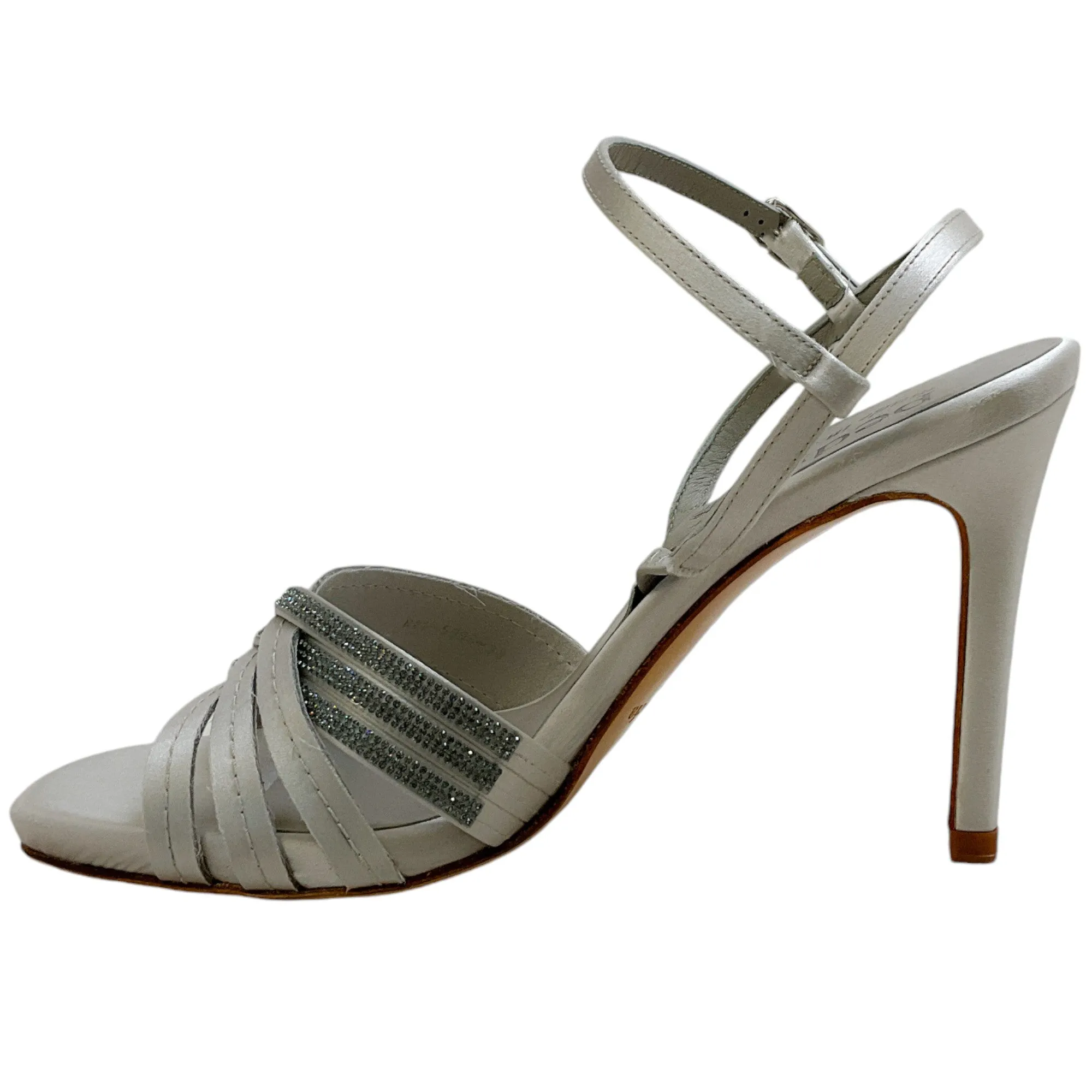 Pedro Garcia Silver Sandals With Crystals