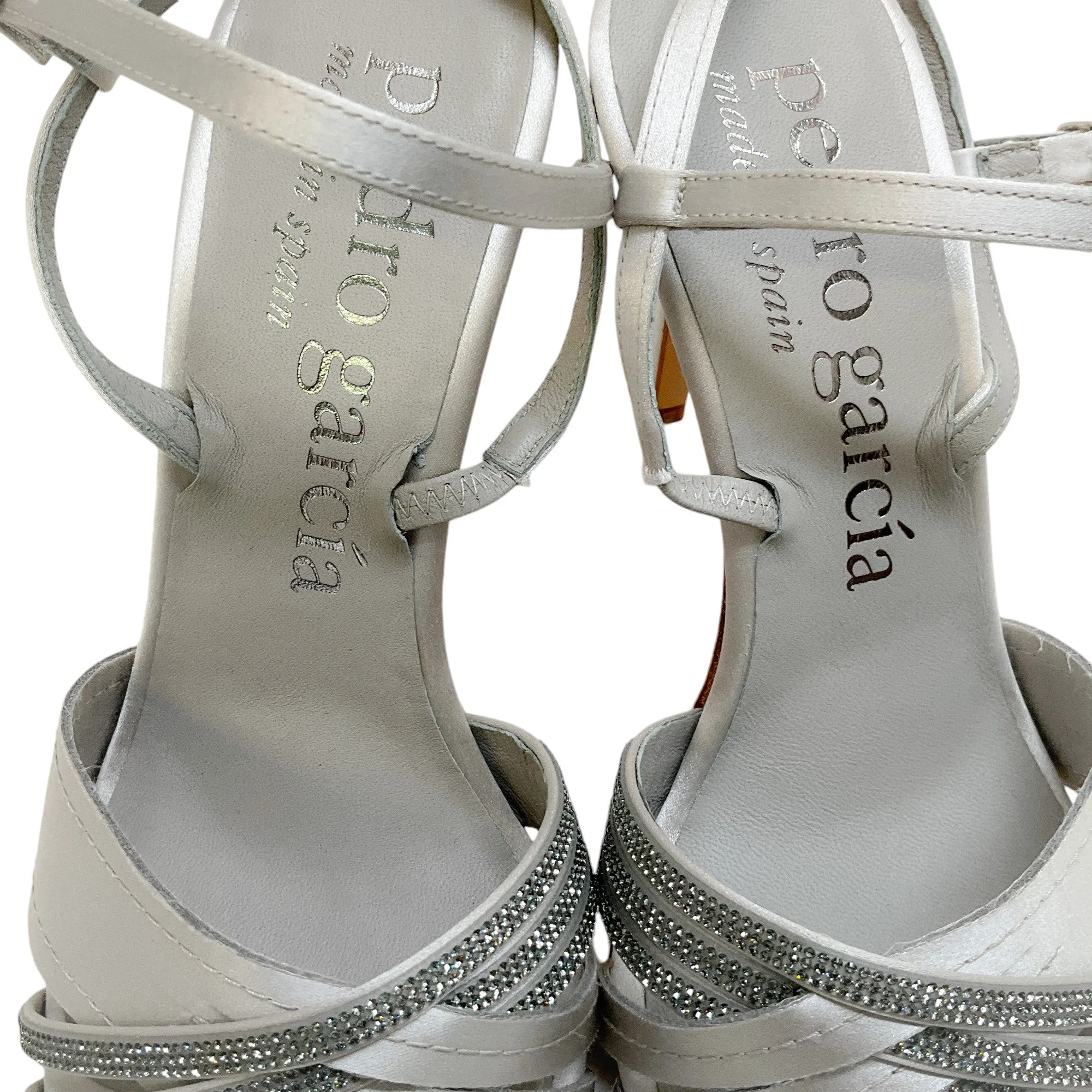 Pedro Garcia Silver Sandals With Crystals