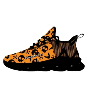 Personalized Skull Sneakers, Custom Floral and Pumpkin Shoes, Mesh Comfortable Shoes, Halloween Gift