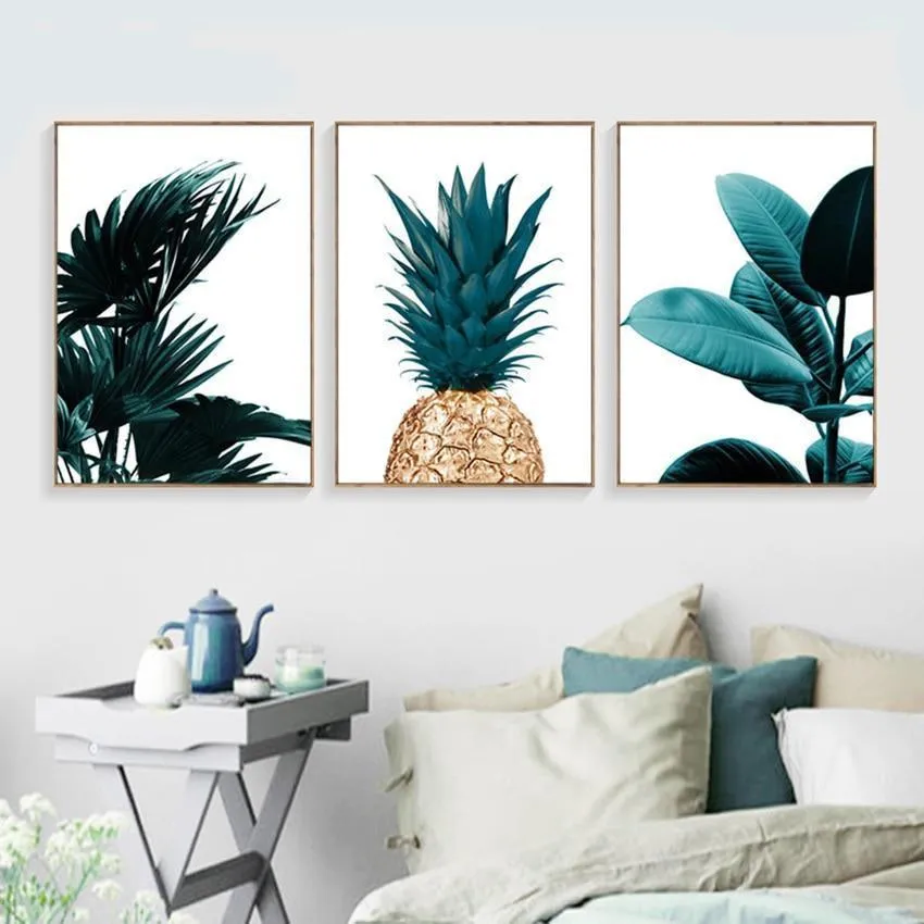 Pineapple Green Leaves Canvas Prints - 3 Pcs Set(60x80cm)