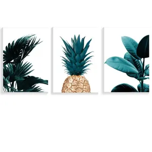 Pineapple Green Leaves Canvas Prints - 3 Pcs Set(60x80cm)