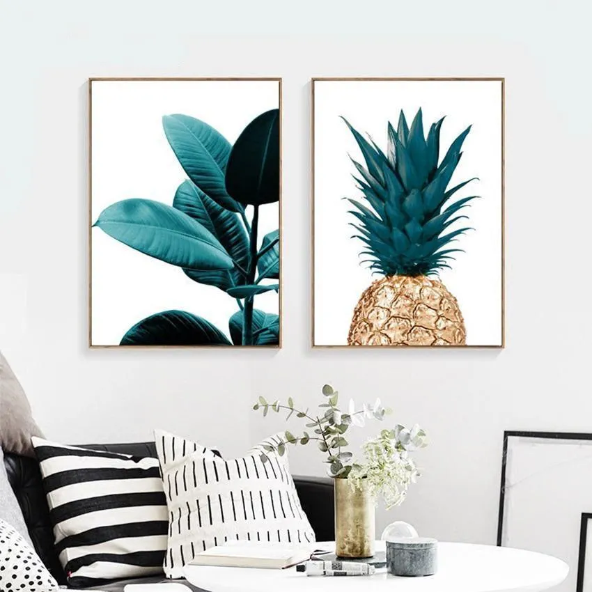 Pineapple Green Leaves Canvas Prints - 3 Pcs Set(60x80cm)