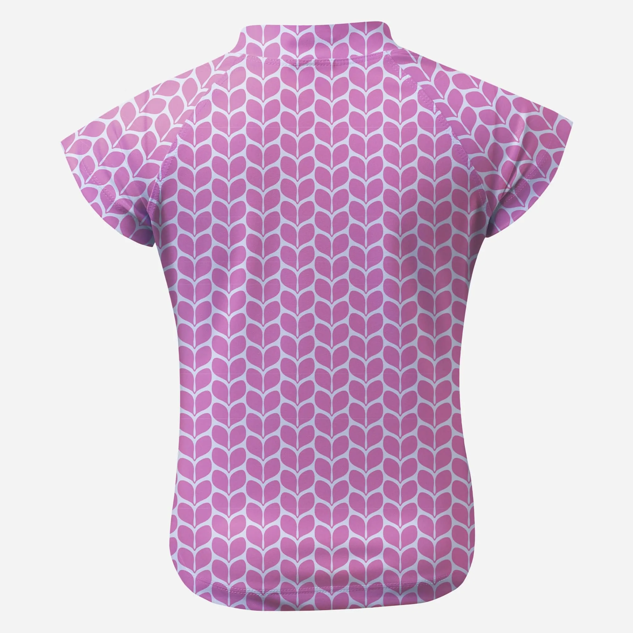 Pink Geo Petal Short Sleeve Zip Rashie