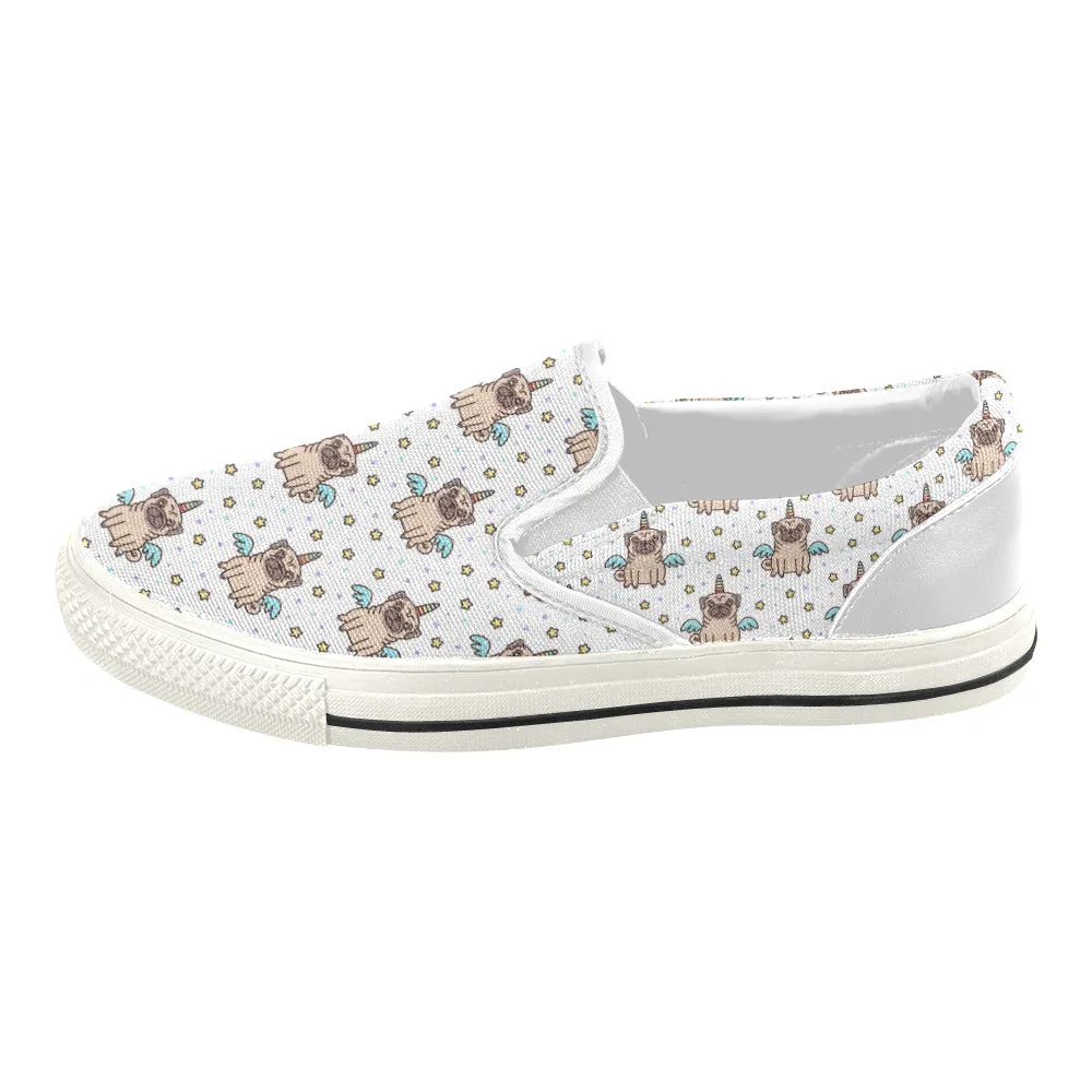 Pug Unicorn Women's Slip-on Canvas Shoes