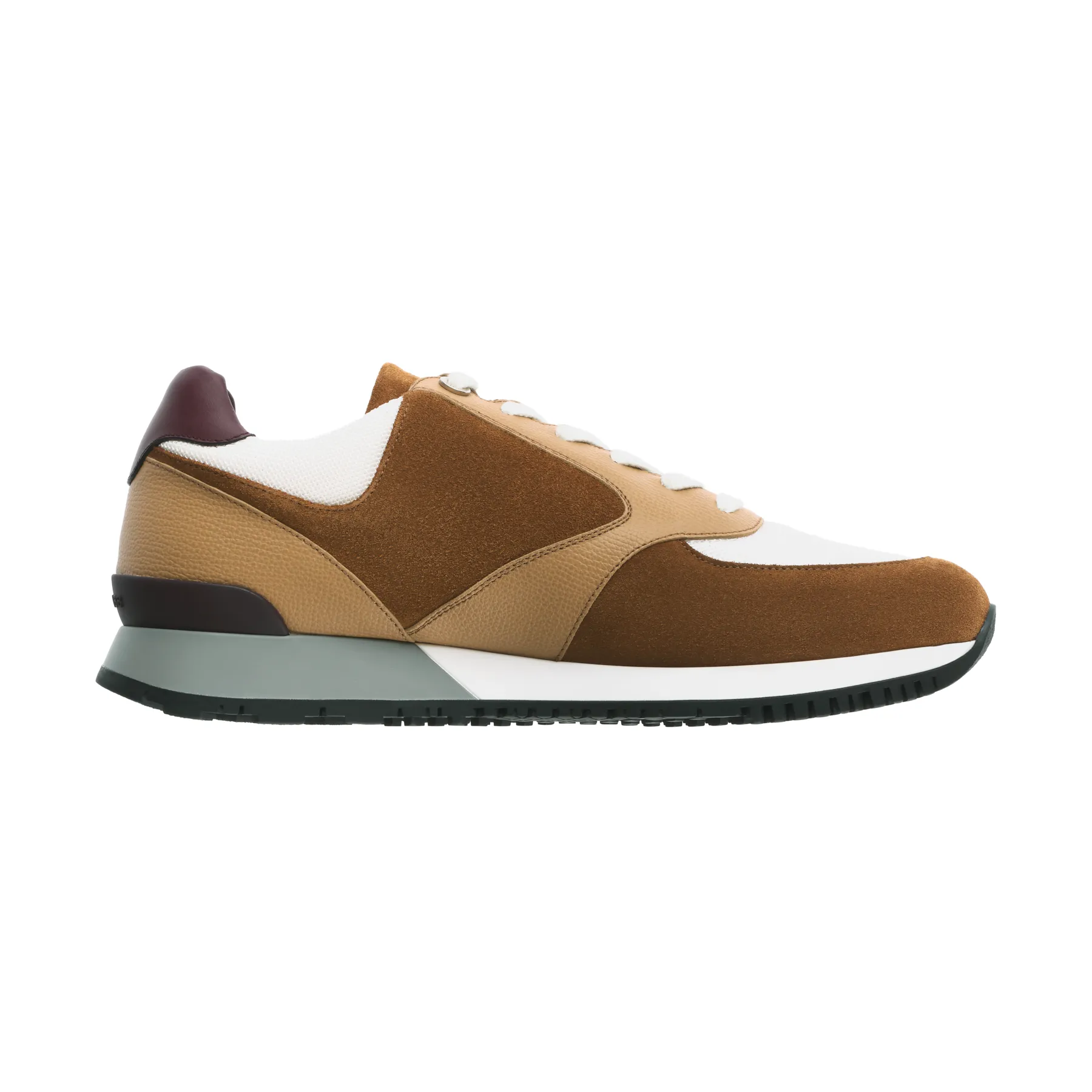 "Foundry" Suede and Leather Sneakers in Taupe