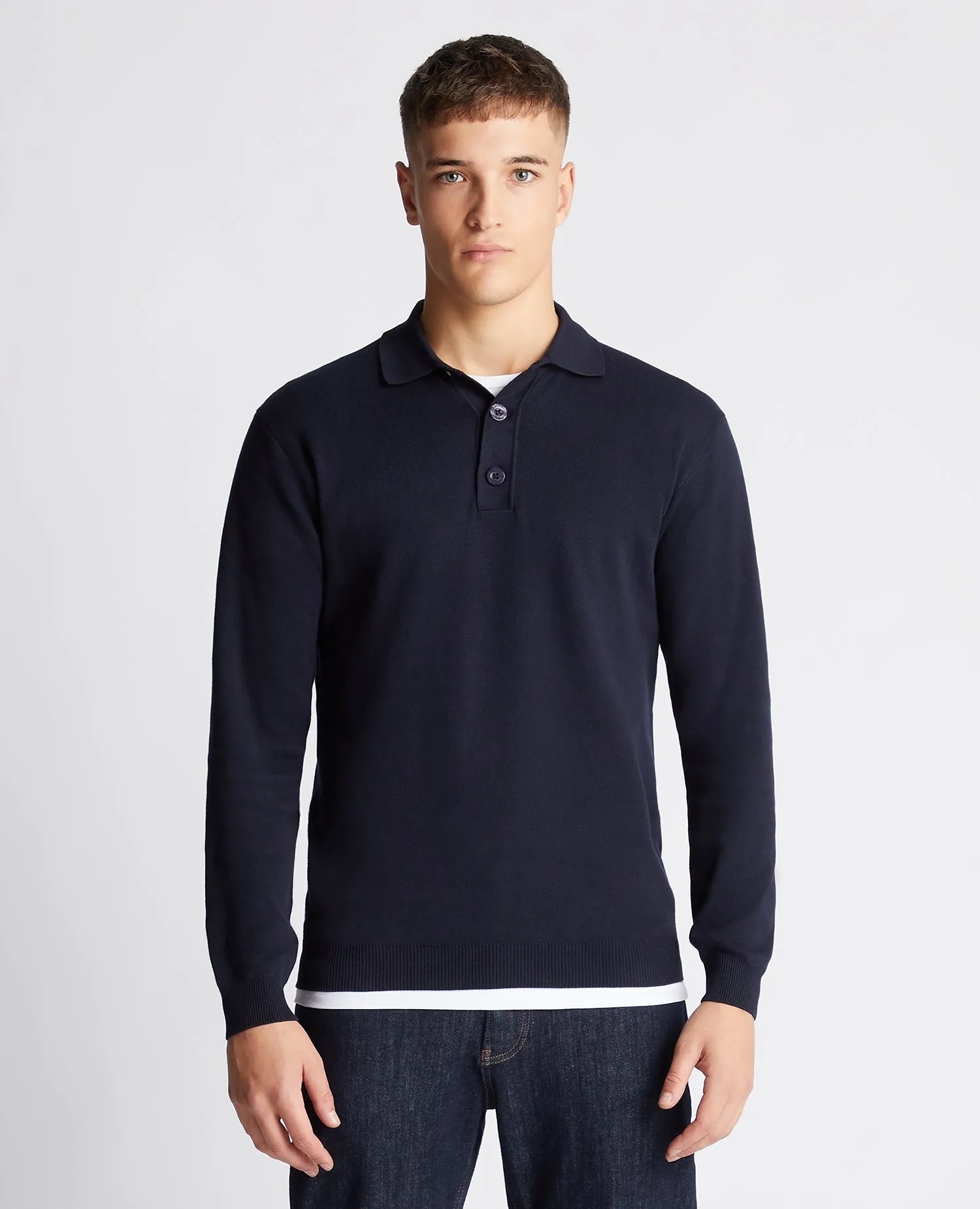 Relaxed Fit Long Sleeve Polo