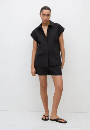 Relaxed Sleeveless Shirt - Black