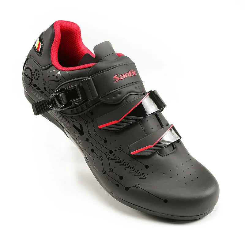 Santic RoadTour Black & Red Mens Lockless Cycling Shoes Cleats not Compatible