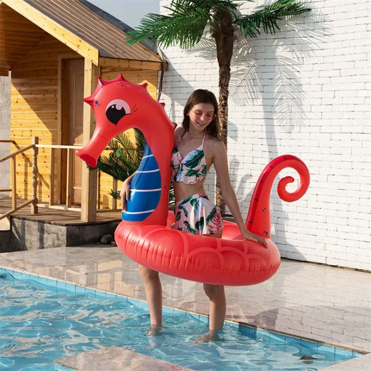 Seahorse Shape Mount Inflatable Adult Floating Row Swimming Ring Water Floating Bed, Size:150 x 120 x 110cm