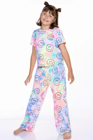 Simply Soft Short Sleeve Easy Tee & Karate Pant - Neon Rainbow Smile