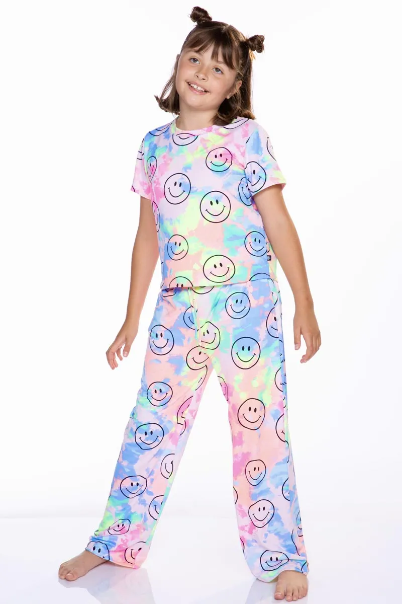 Simply Soft Short Sleeve Easy Tee & Karate Pant - Neon Rainbow Smile