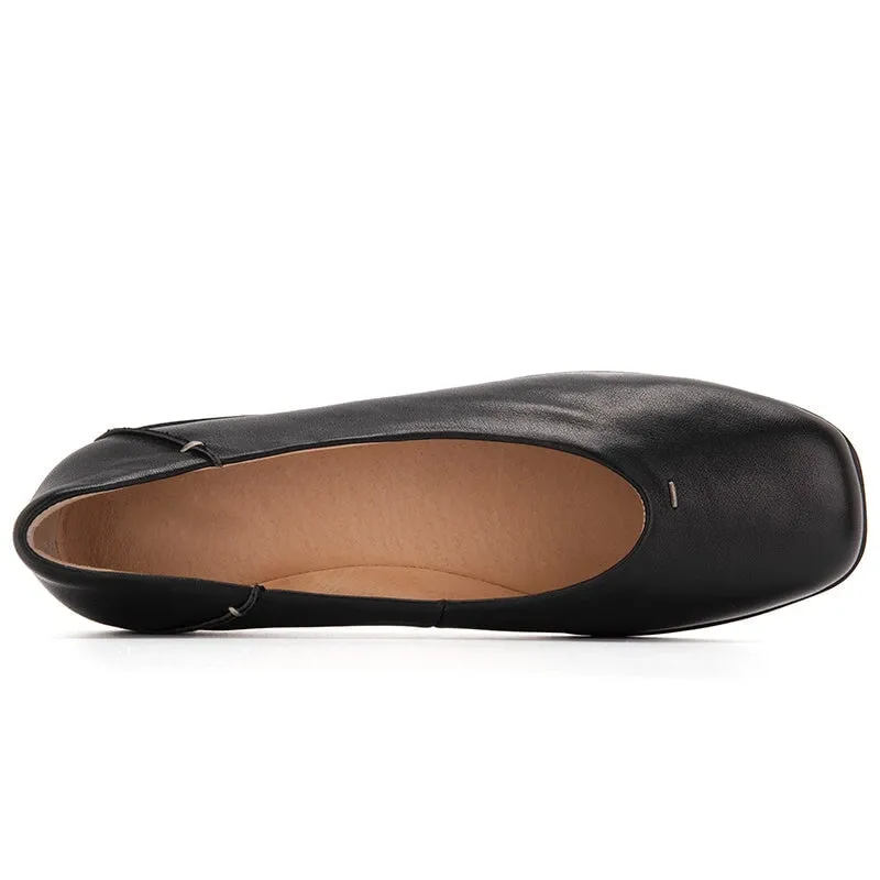 Soft Leather Flat Slip on Loafers for Women Handmade in Black