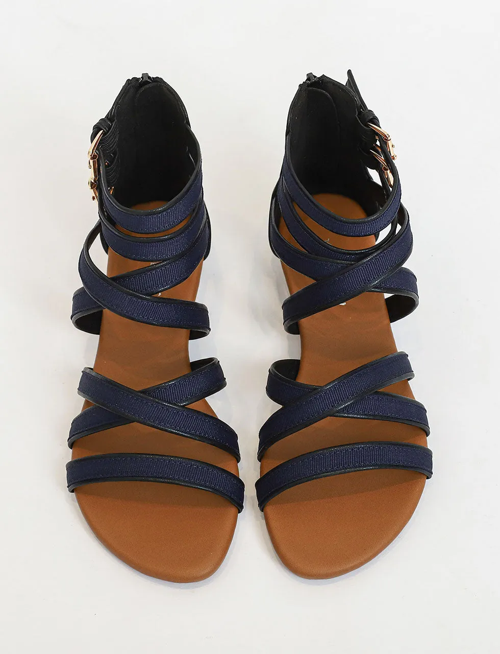 Solid Color Front Strap Roman Sandals Boho Flat Sandals Boots for Women