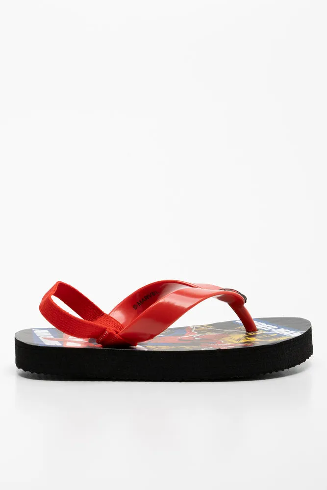 Spiderman Flip Flop Black