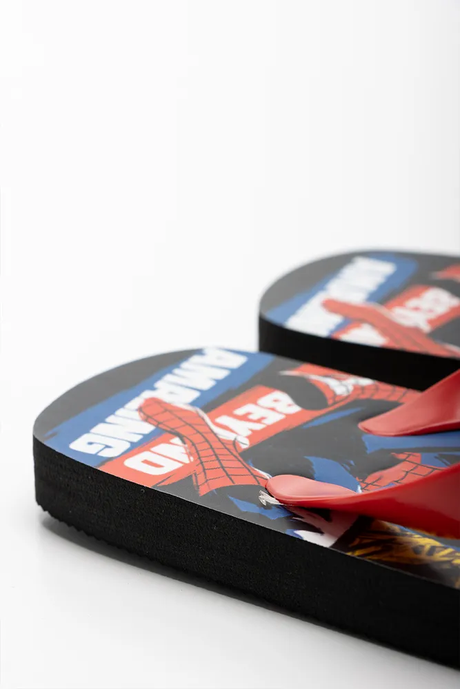 Spiderman Flip Flop Black