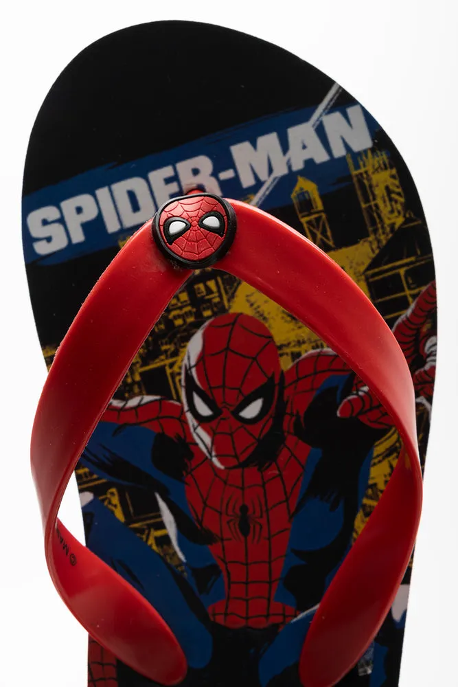 Spiderman Flip Flop Black