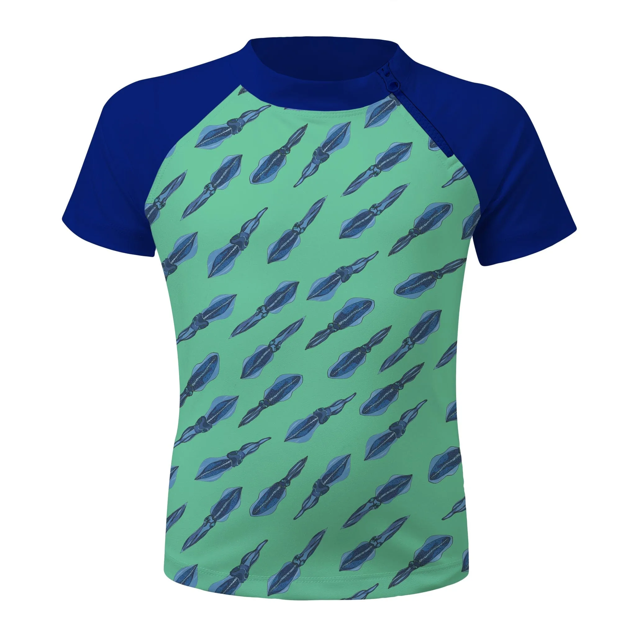 Squiddy Tales (Green) Short Sleeve Zip Rashie