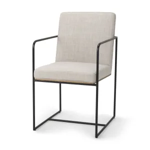 Stamford Dining Chair Beige Fabric | Black Metal | Armed