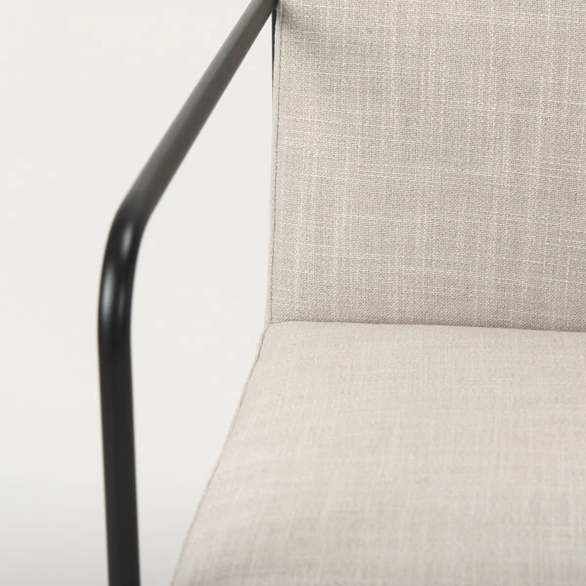 Stamford Dining Chair Beige Fabric | Black Metal | Armed