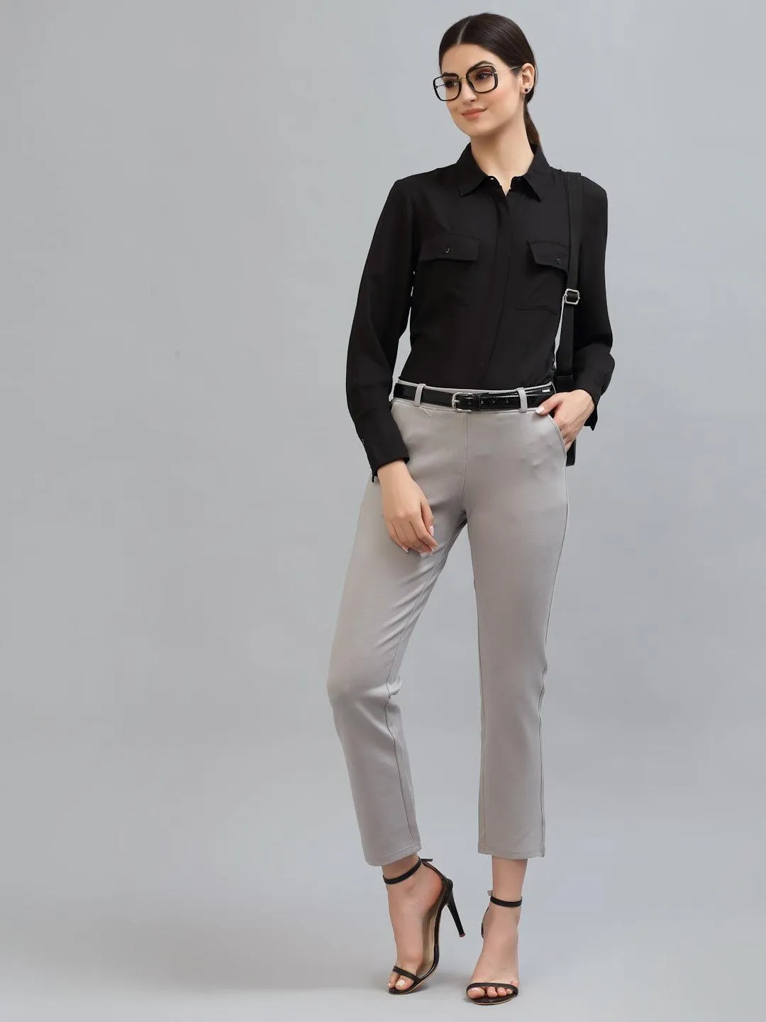 Style Quotient Women Black Formal Shirt