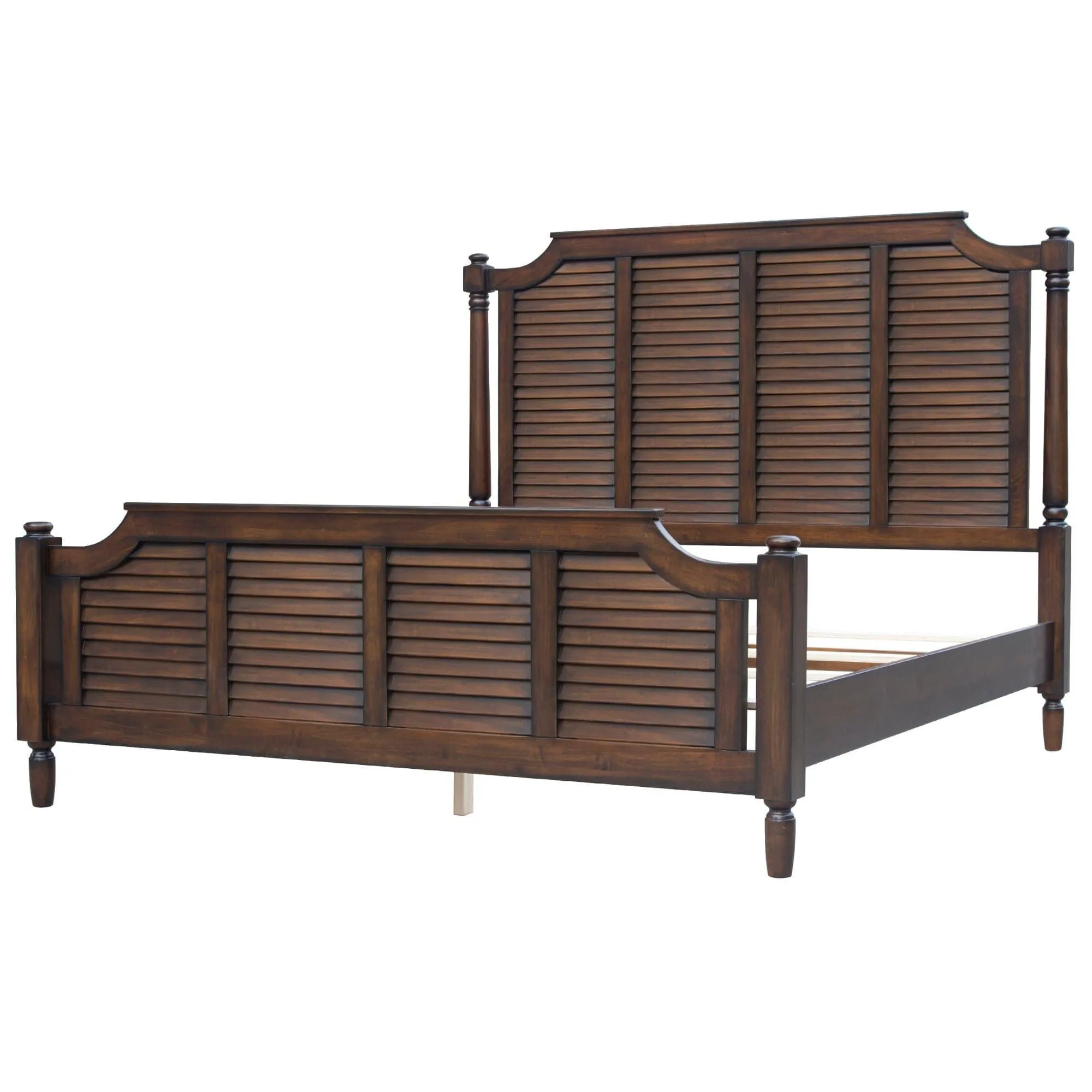 Sunset Trading Bahama Shutter 5 Piece King Bedroom Set with 1 Drawer Nightstand in Walnut