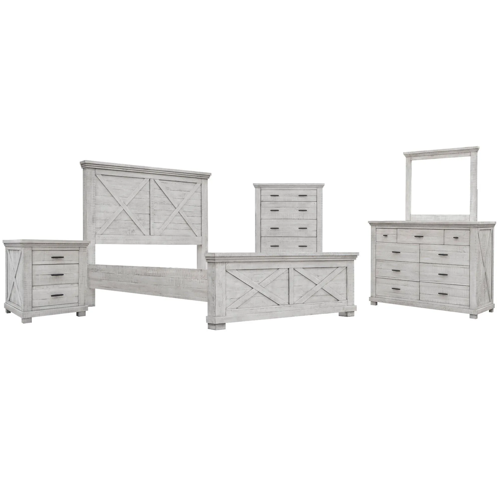 Sunset Trading Crossing Barn 5 Piece King Bedroom Set in Gray