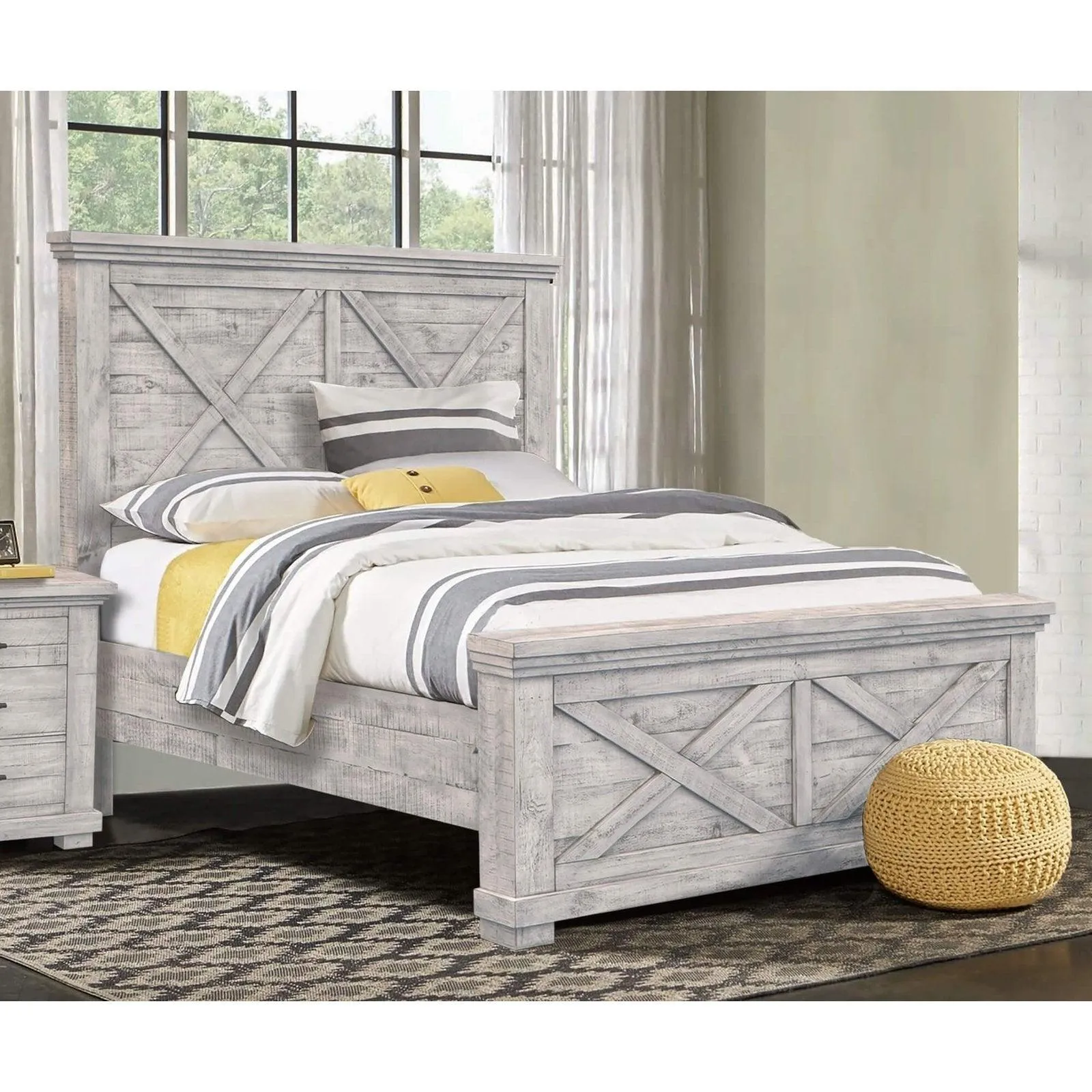 Sunset Trading Crossing Barn King Bed in Gray Acacia