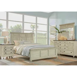 Sunset Trading Shades of Sand 5 Piece King Bedroom Set in Cream and Walnut Brown