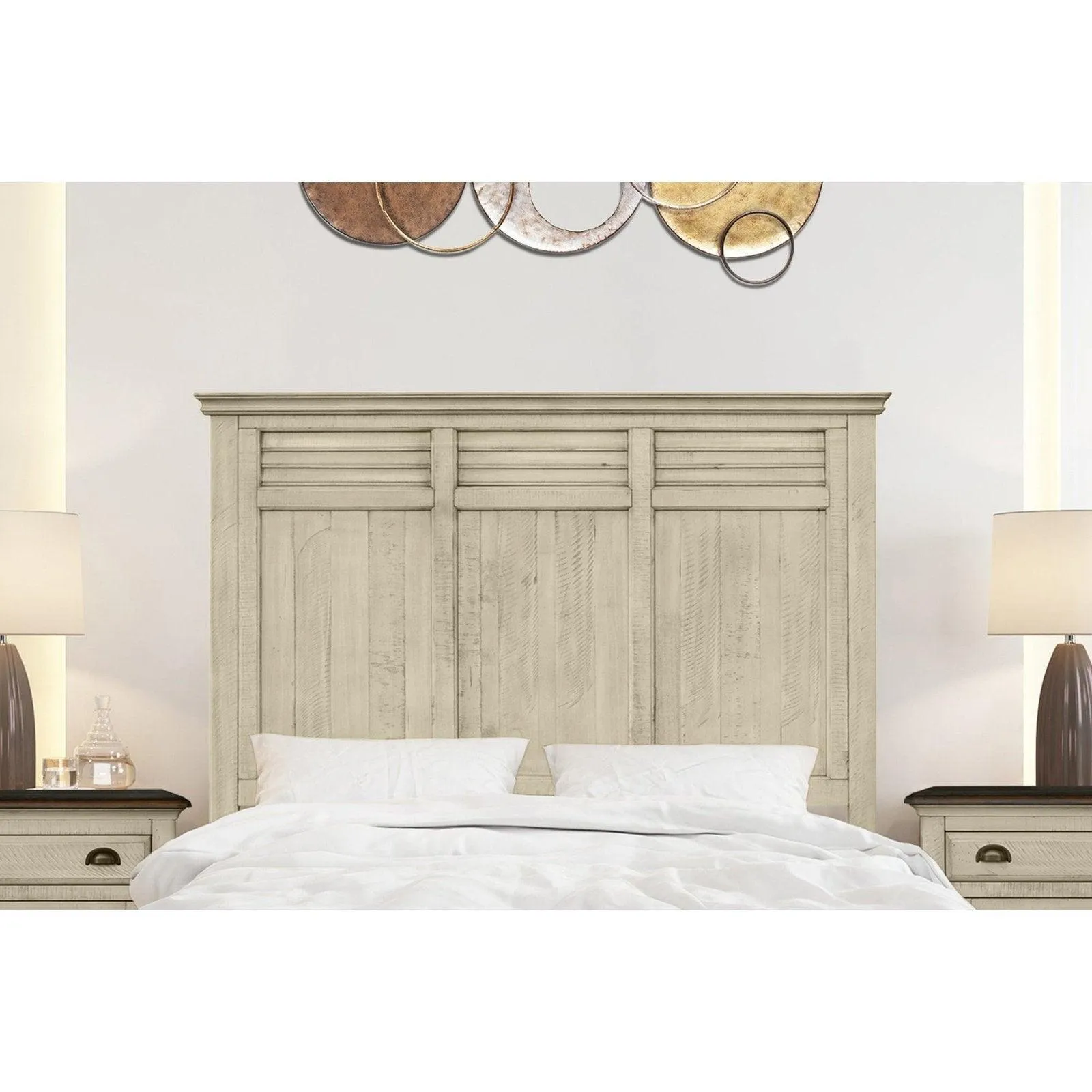 Sunset Trading Shades of Sand Queen Bed in Cream and Walnut Brown