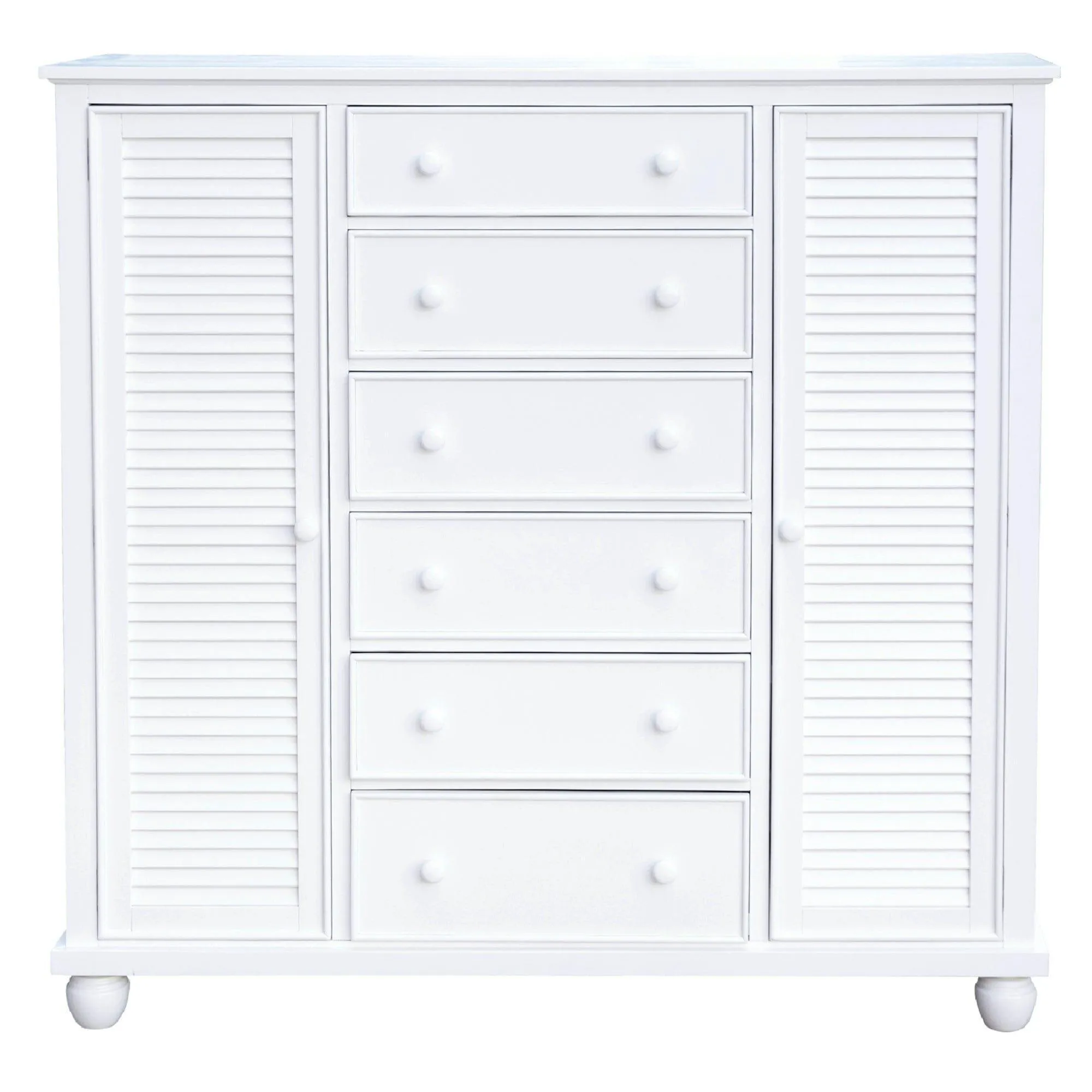 Sunset Trading Shutter 5 Piece King Bedroom Set with 1 Drawer Nightstand in White