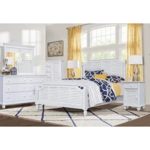 Sunset Trading Shutter 5 Piece King Bedroom Set with 1 Drawer Nightstand in White