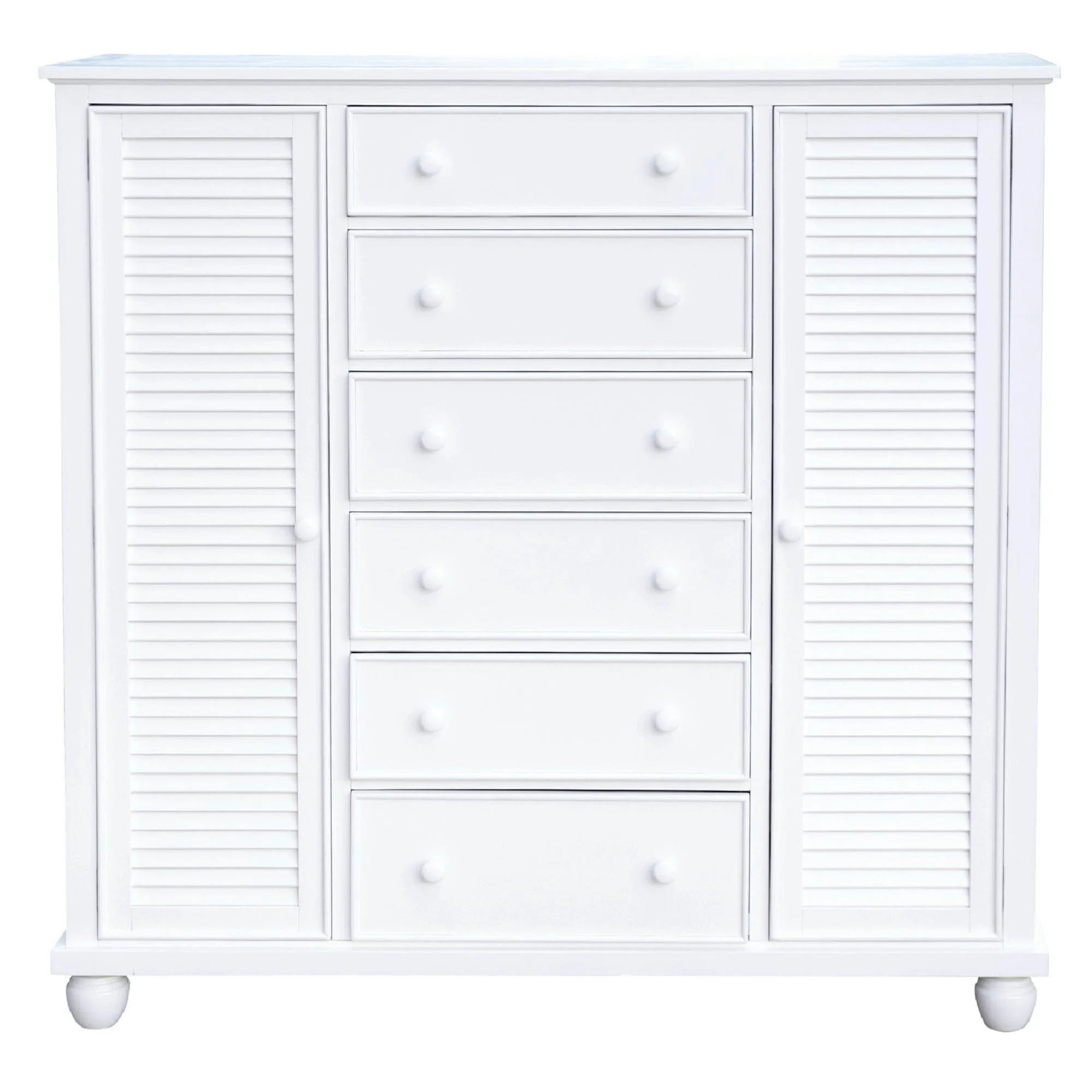 Sunset Trading Shutter 5 Piece King Bedroom Set with 3 Drawer Nightstand in White