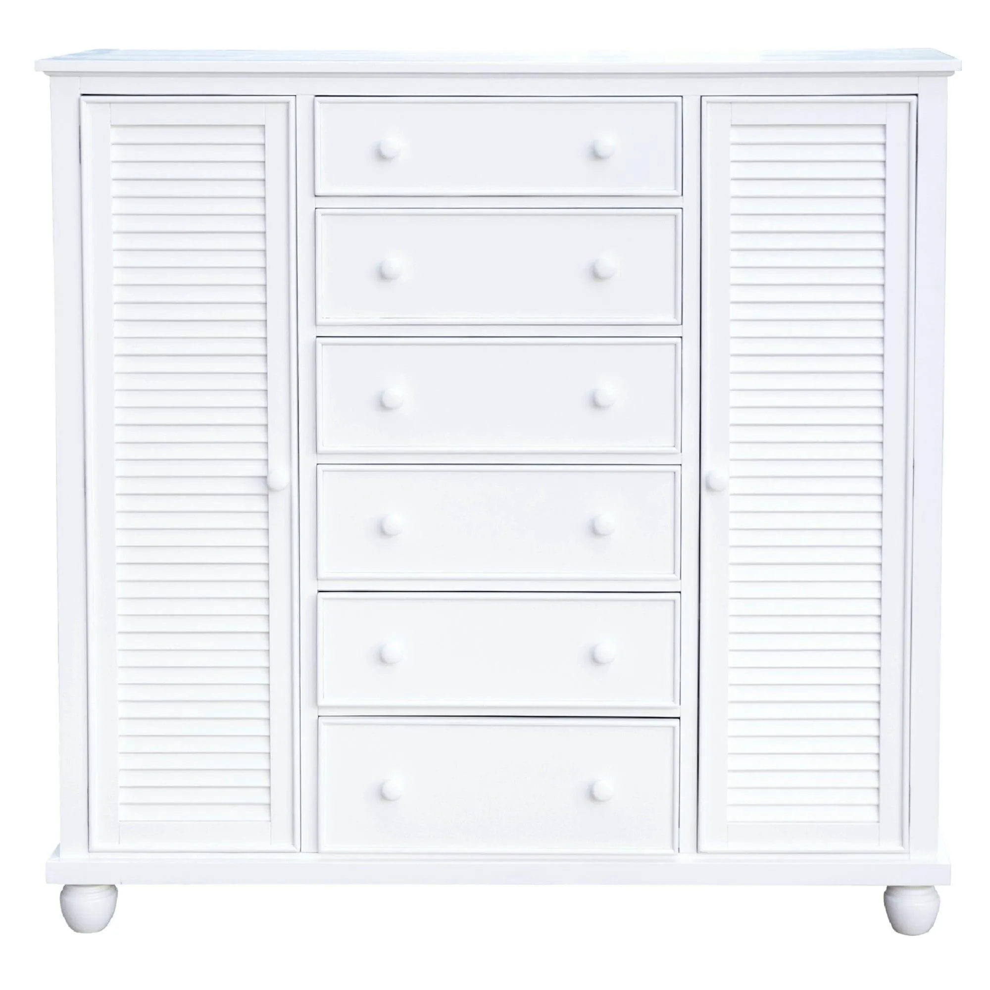 Sunset Trading Shutter 5 Piece Queen Bedroom Set with 3 Drawer Nightstand in White