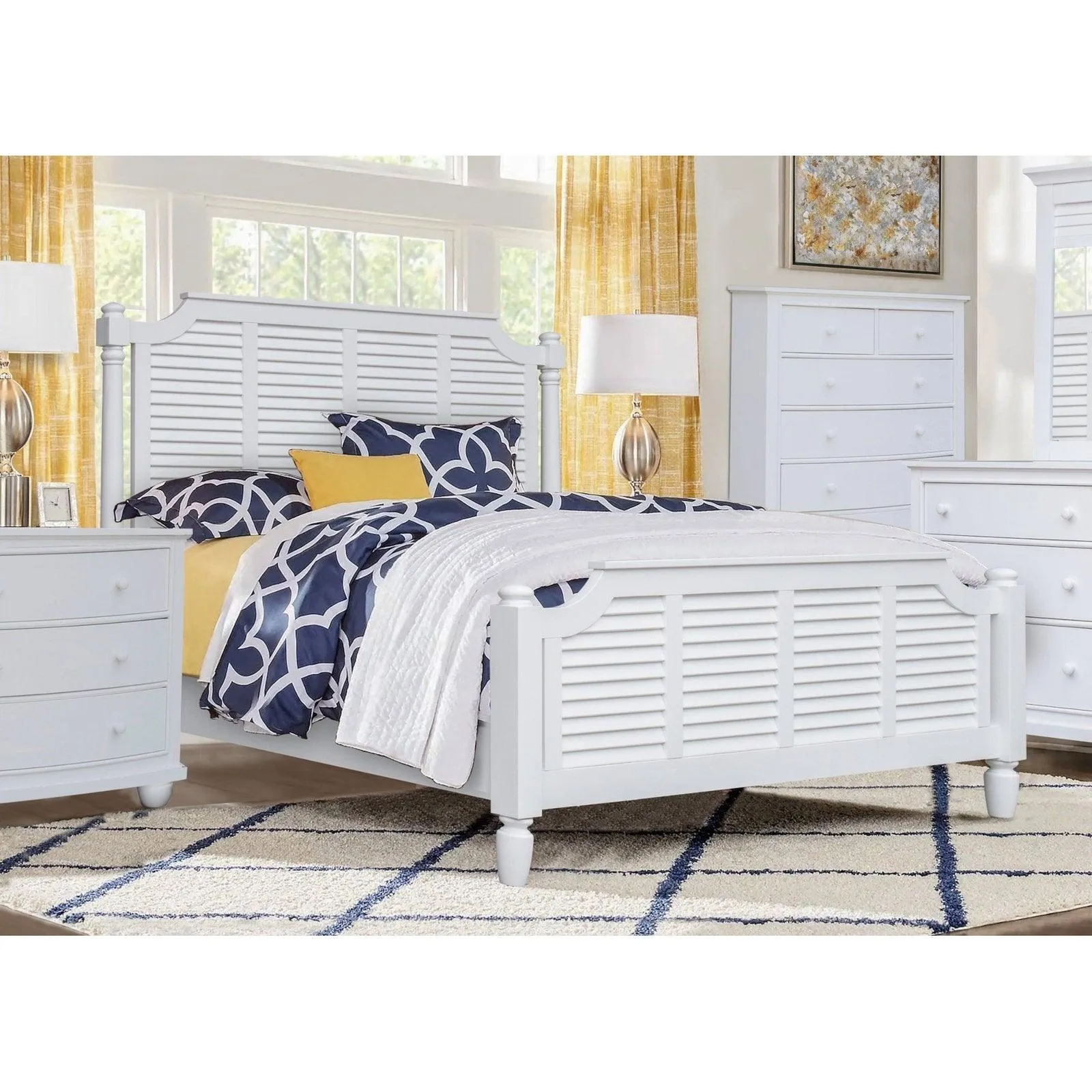 Sunset Trading Shutter Wood King Bed in White