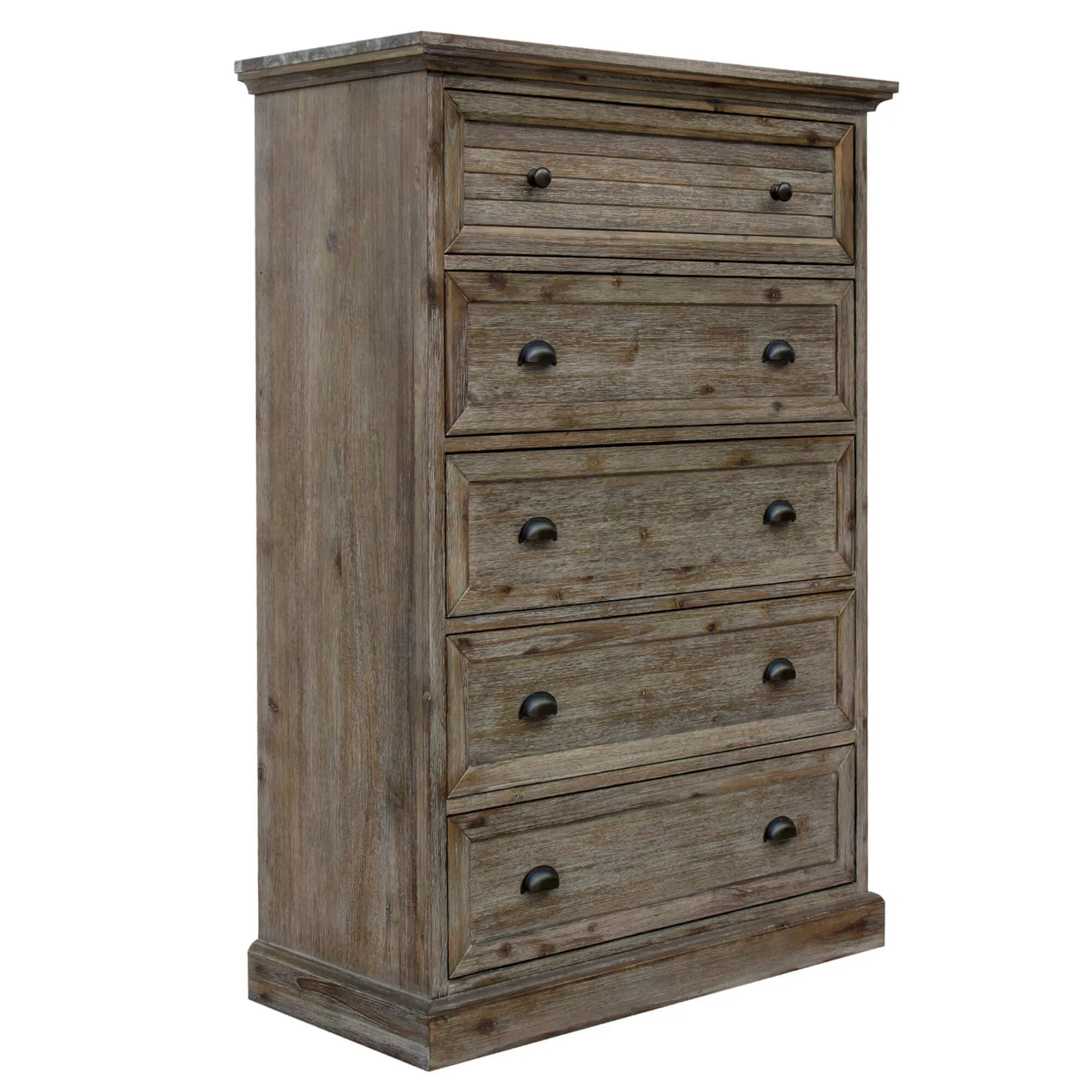 Sunset Trading Solstice 5 Drawer Bedroom Chest in Gray and Brown Acacia