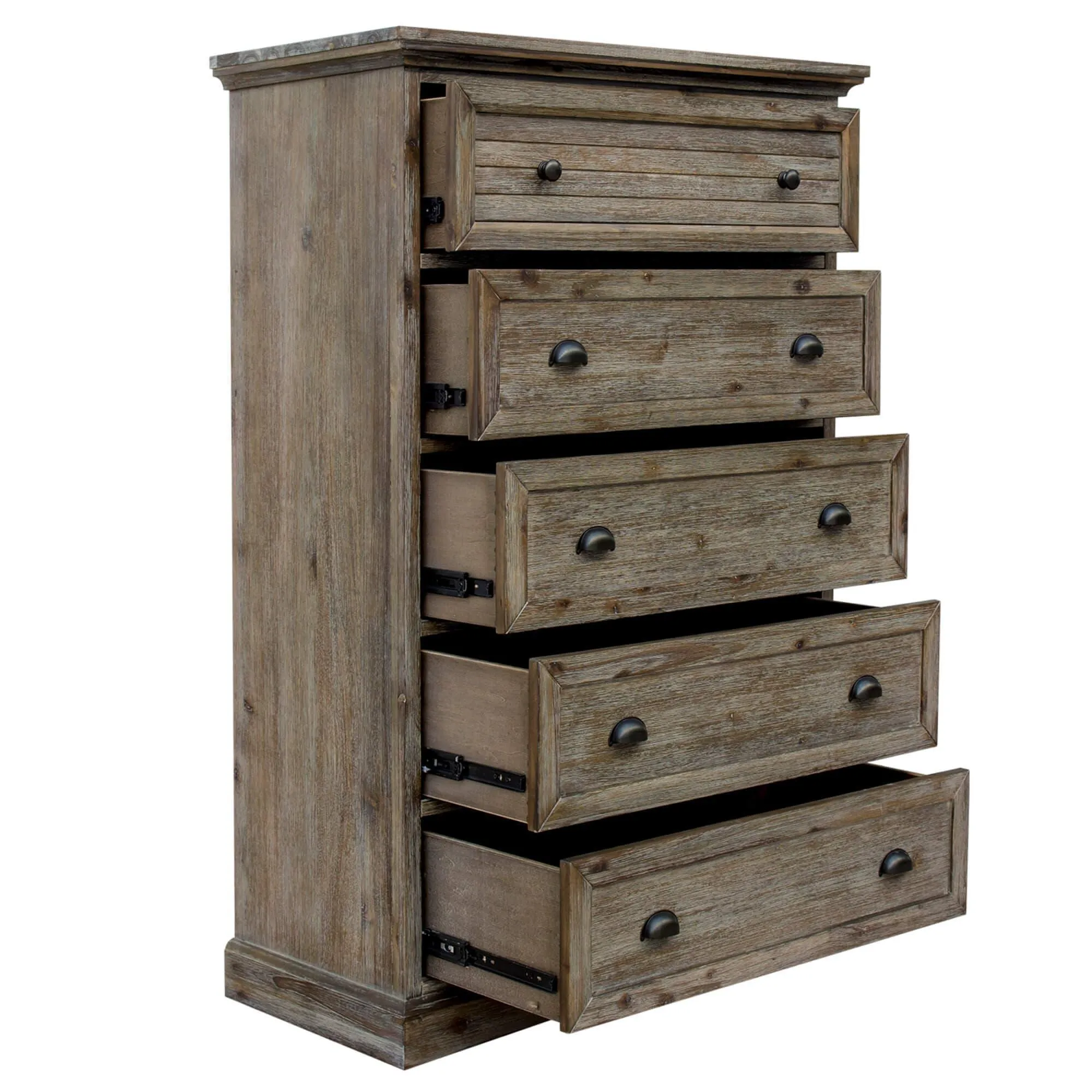 Sunset Trading Solstice 5 Drawer Bedroom Chest in Gray and Brown Acacia