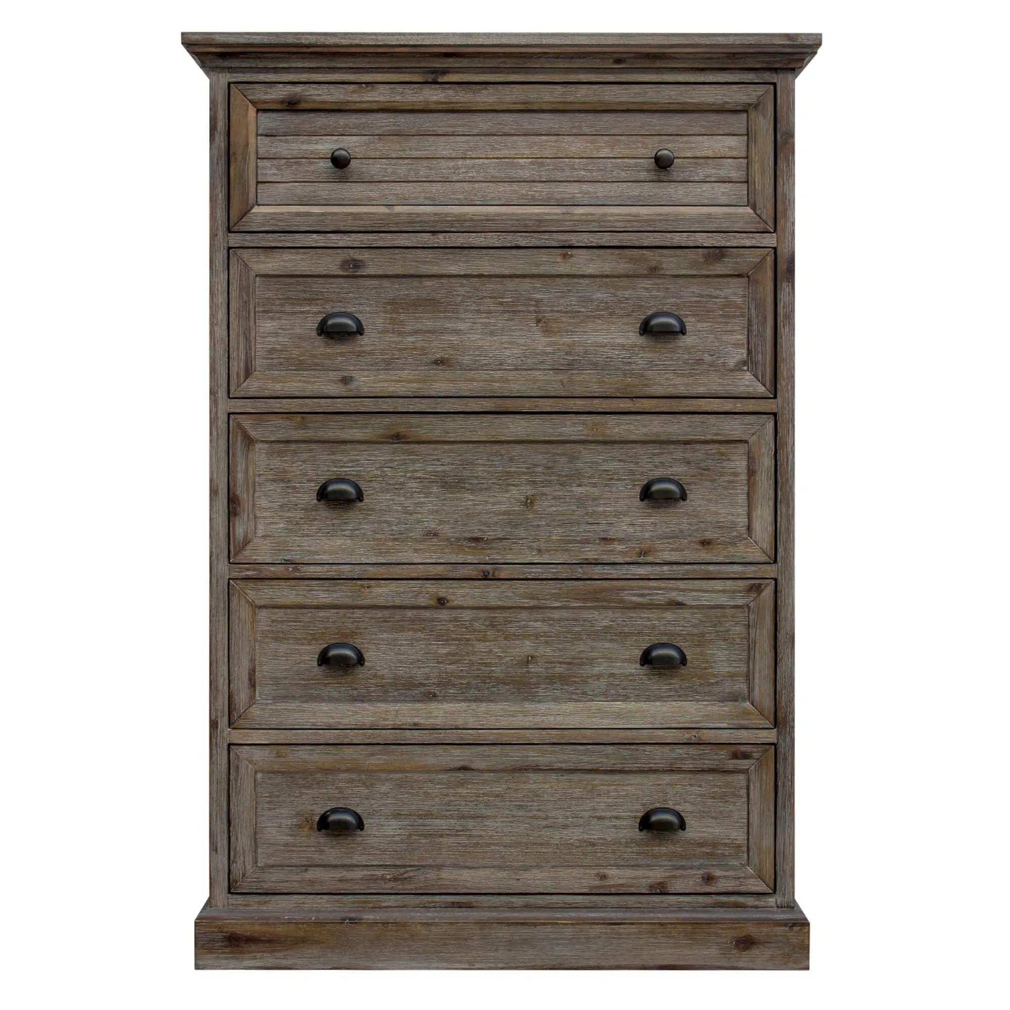 Sunset Trading Solstice 5 Drawer Bedroom Chest in Gray and Brown Acacia