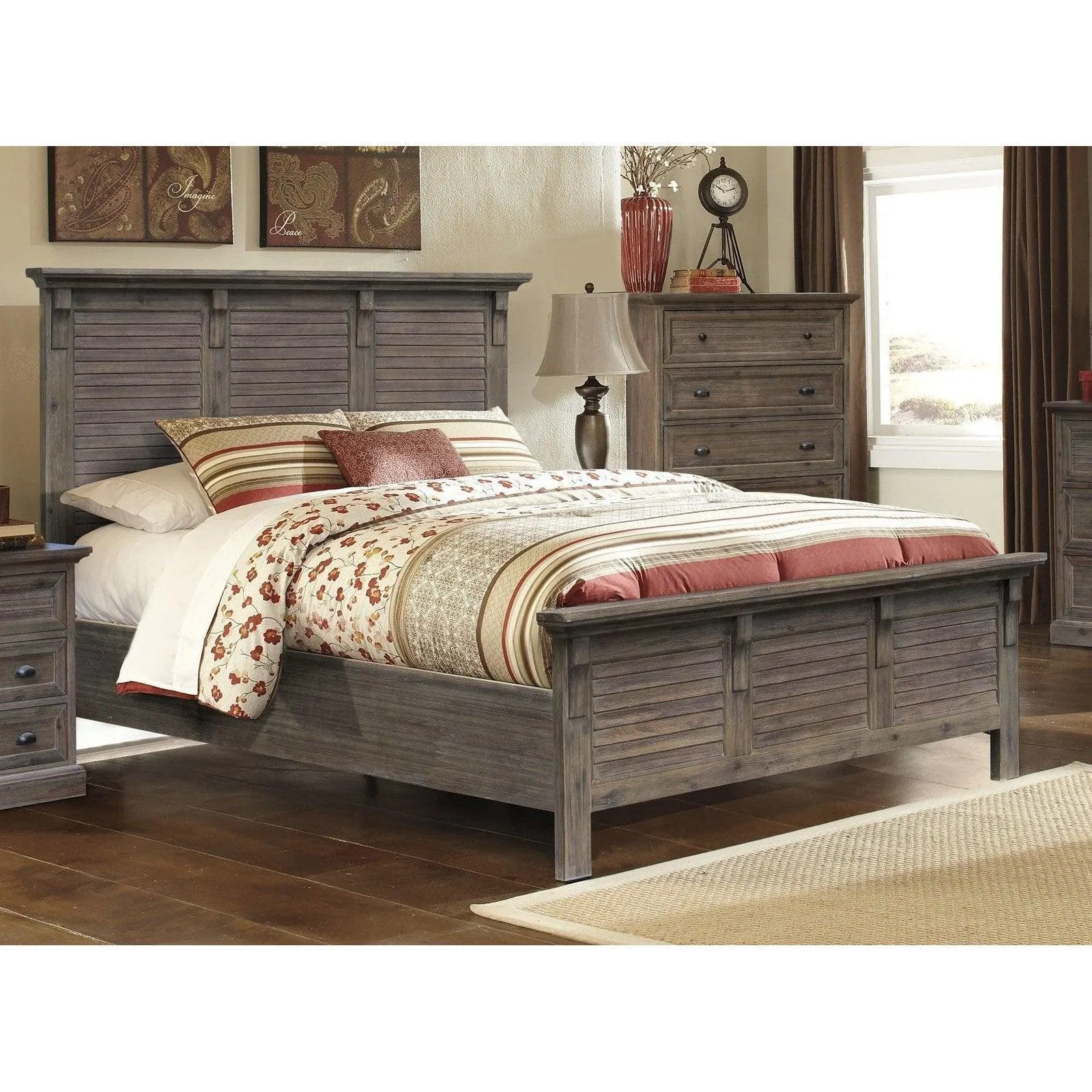 Sunset Trading Solstice King Bed in Gray and Brown Acacia