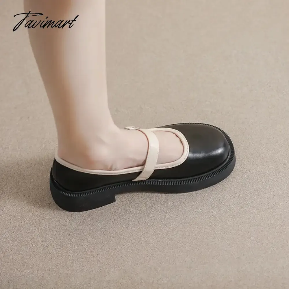 Tavimart spring new women's leather shoes Trendy shallow mouth design Korean style casual loafers banquet and office wear 41-43