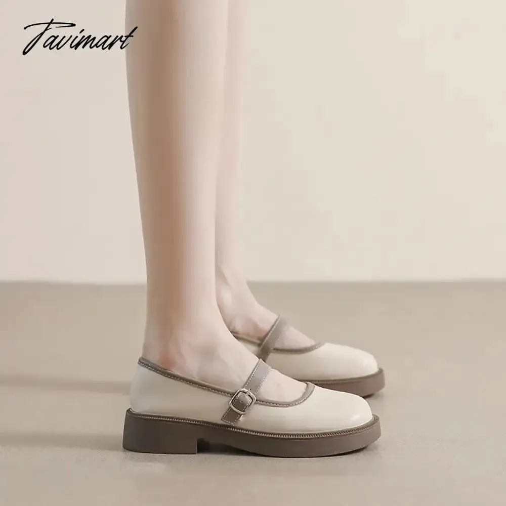 Tavimart spring new women's leather shoes Trendy shallow mouth design Korean style casual loafers banquet and office wear 41-43