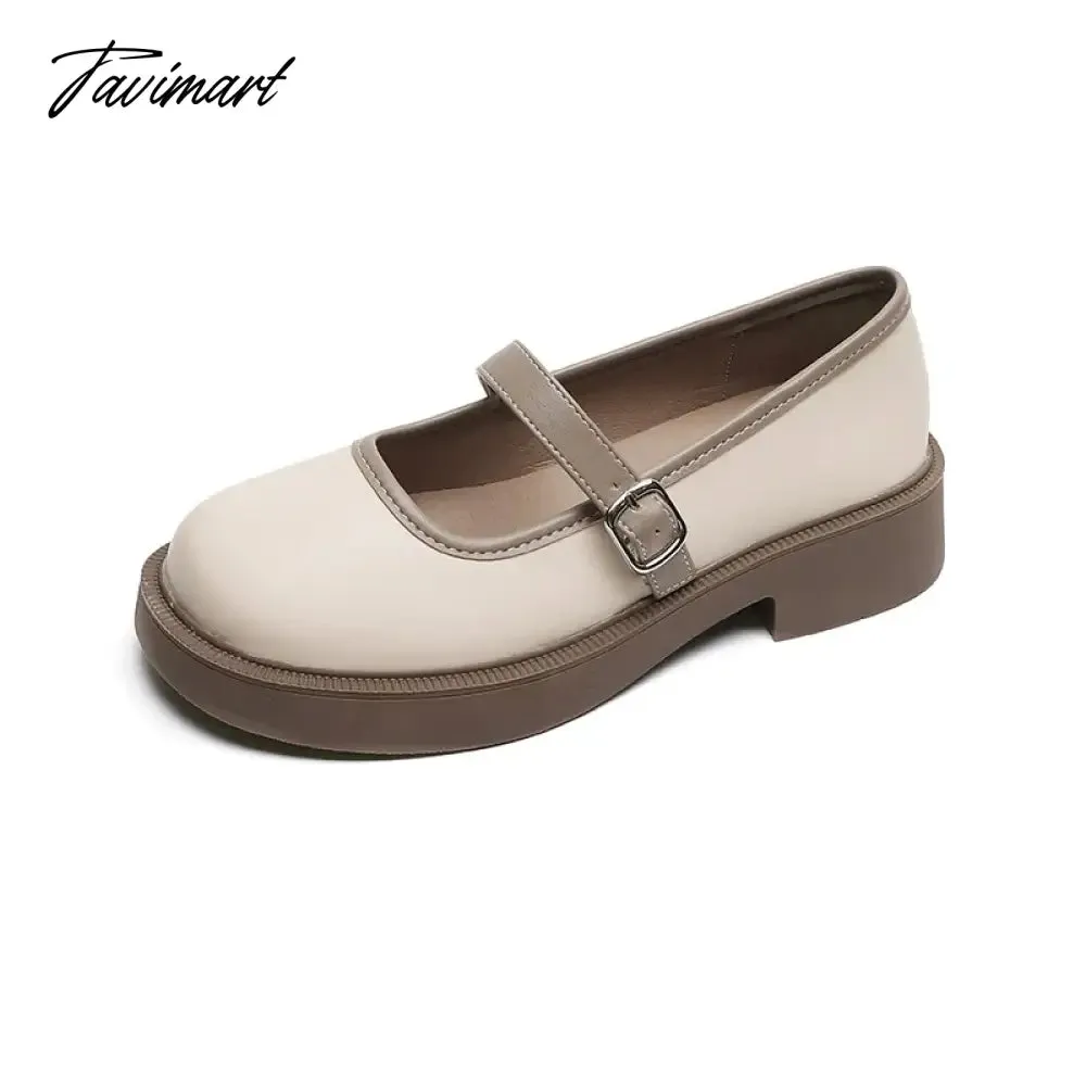 Tavimart spring new women's leather shoes Trendy shallow mouth design Korean style casual loafers banquet and office wear 41-43