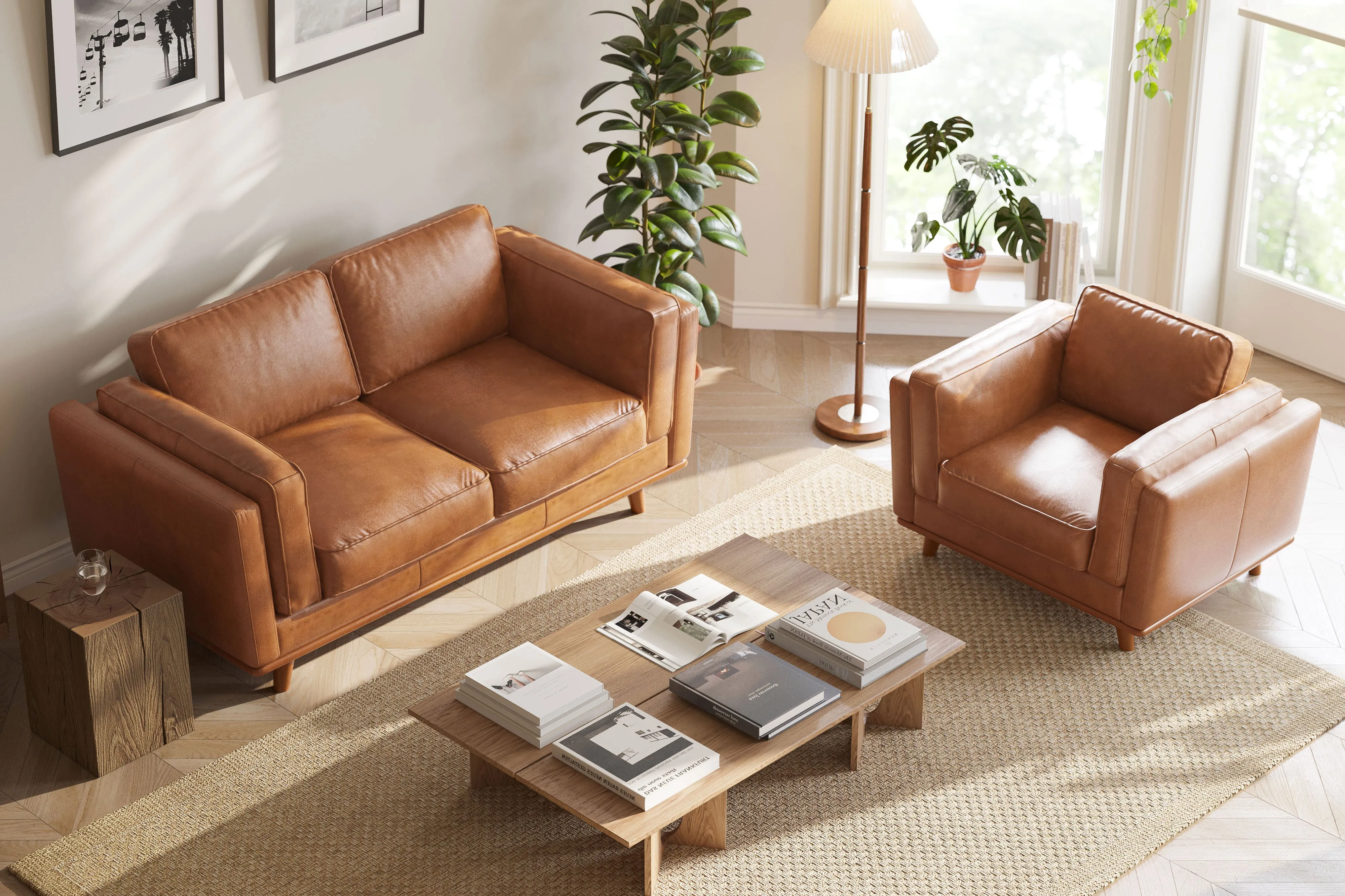 Valencia Artisan Leather Accent Chair, Cognac