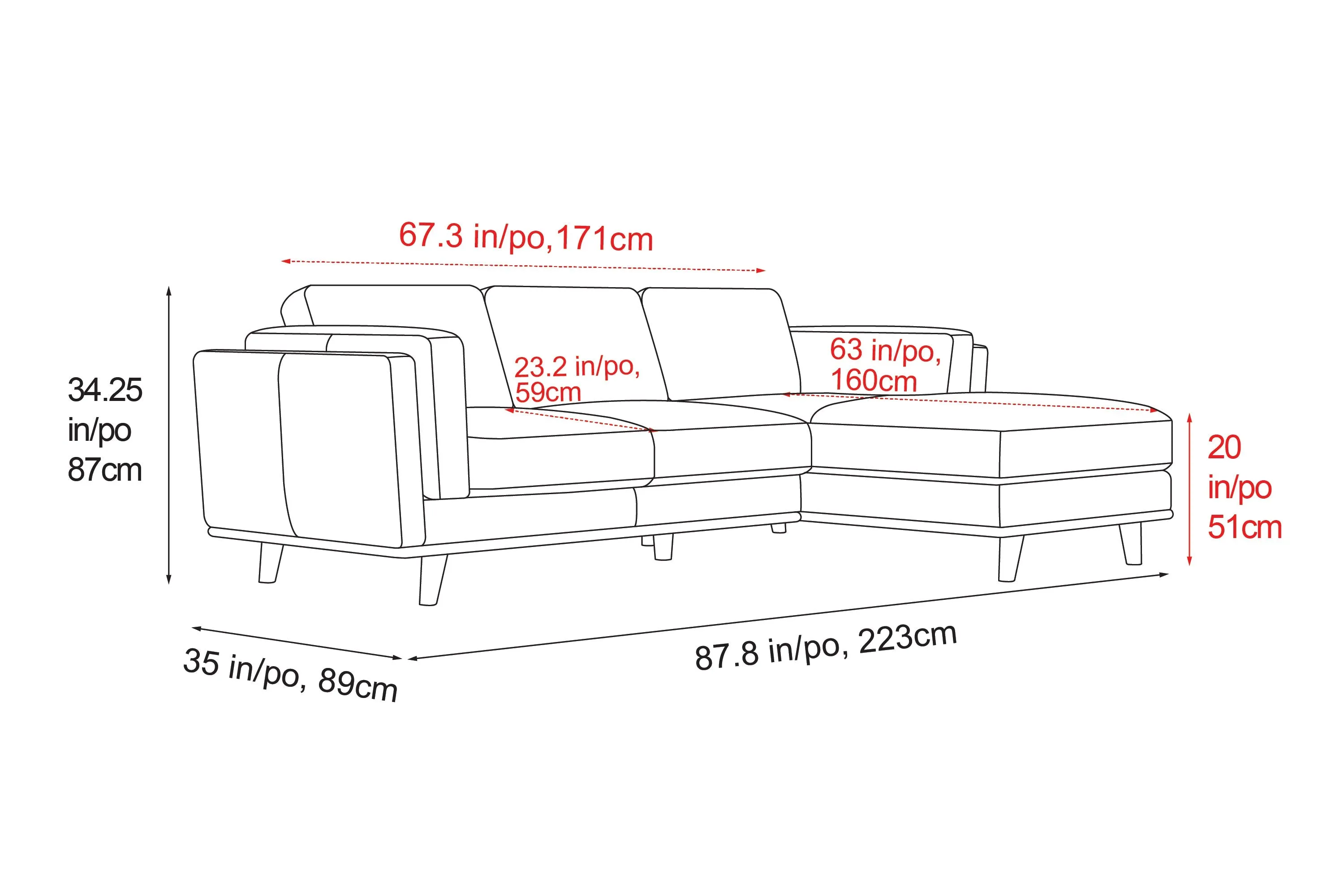 Valencia Artisan Top Grain Leather Three Seats with Right Chaise Leather Sofa, Black