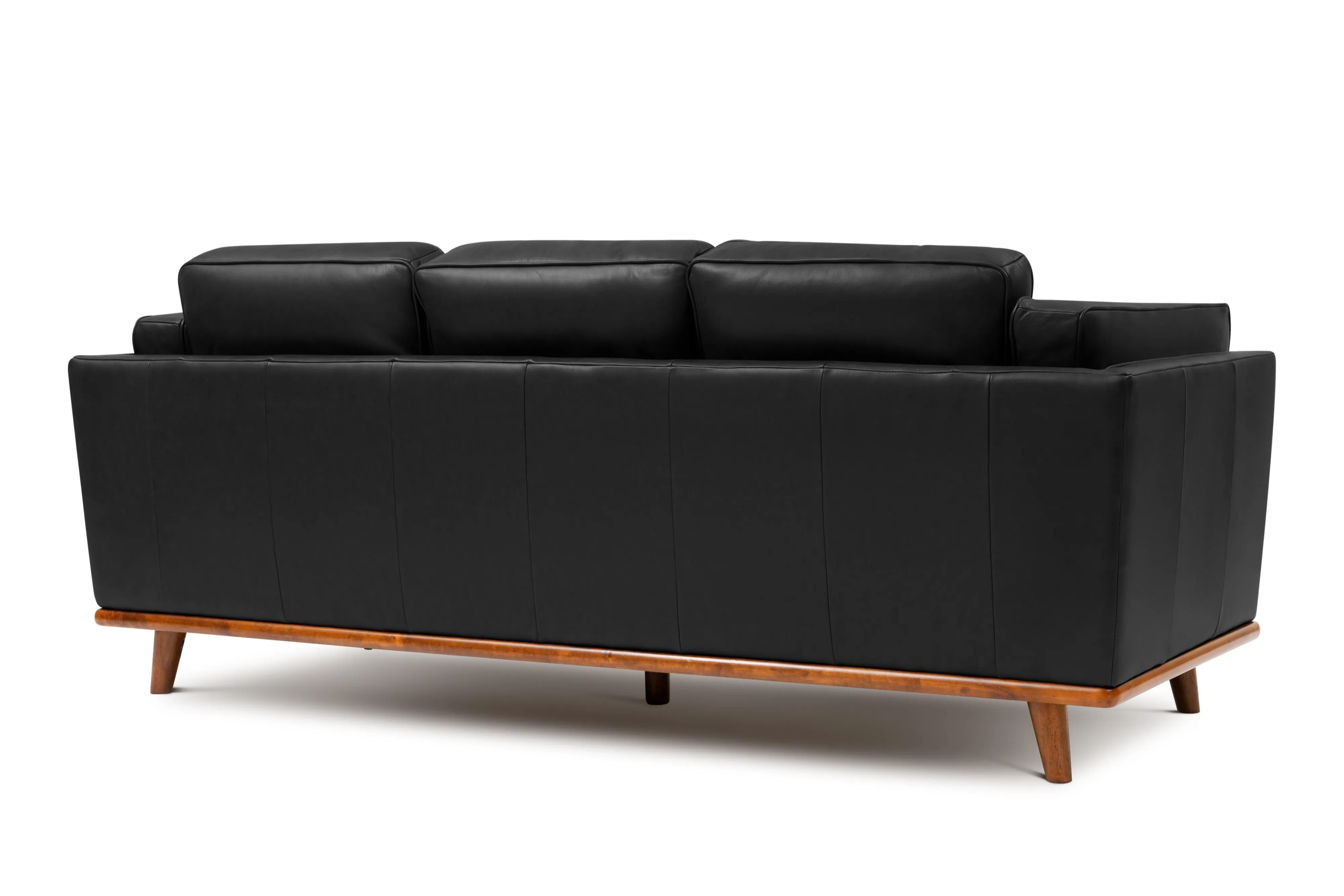 Valencia Artisan Wide Three Seats Leather Sofa, Black