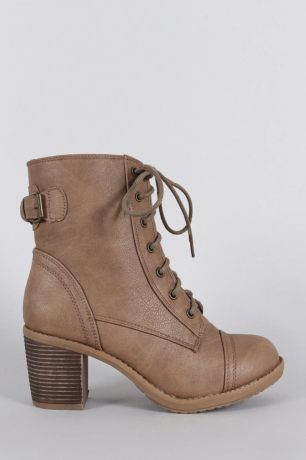 Wild Diva Back Buckle Combat Ankle Boots